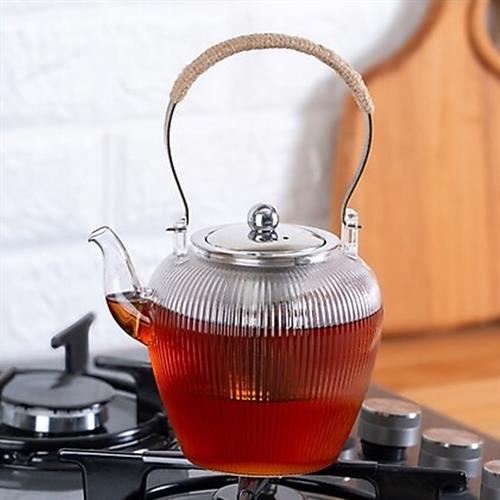 Acar  Borosilikat Süzgeçli Cam Çaydanlık 1 L