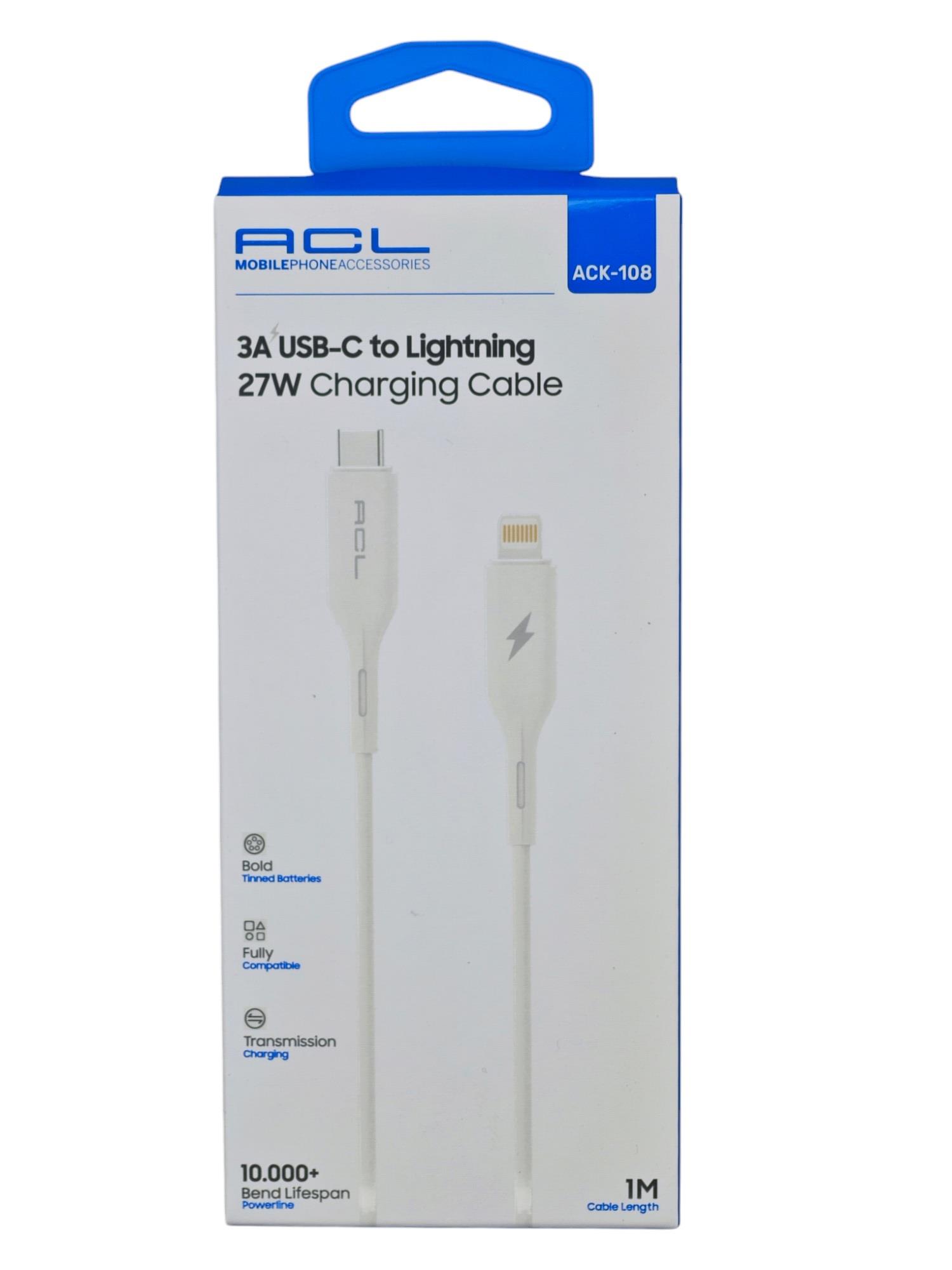 ACK-108   Acl PD 3A 27W Hızlı şarj Seti - Lightning to C