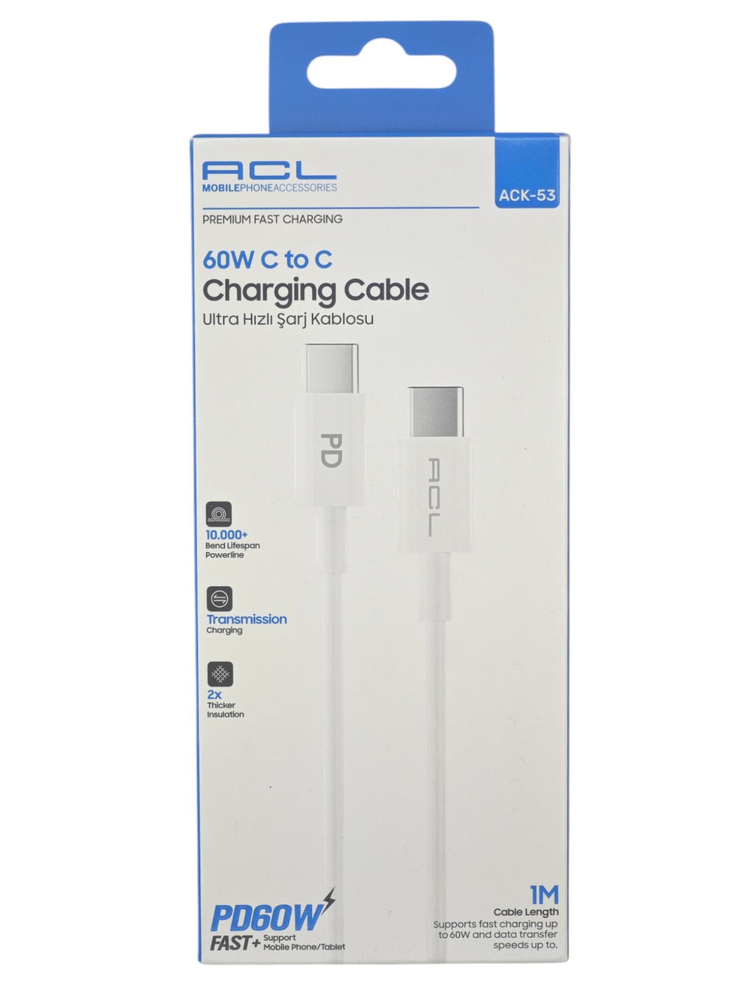 ACK-53   ACL PD 60W Type-C to C Data Şarj Kablosu