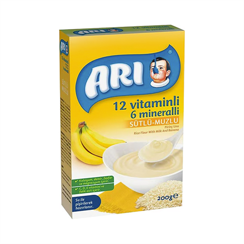 Arı Mama 12 Vitaminli 6 Minarelli Sütlü Muzlu Pirinç Unu 200 g