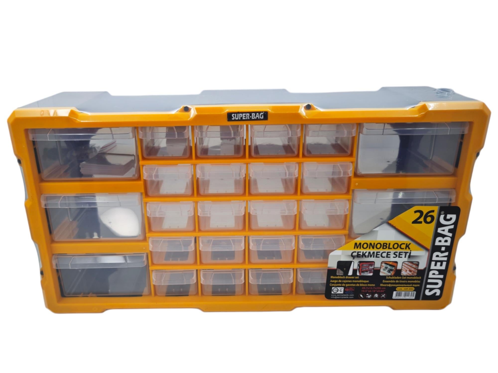 Asr-6004 Super-Bag 26Lı Yatay Organizer Monoblock Çekmece Seti