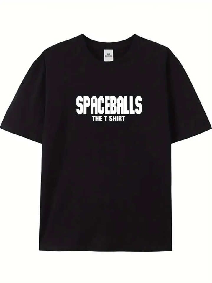 Baskılı Oversize Bisiklet Yaka T-shirt - Siyah