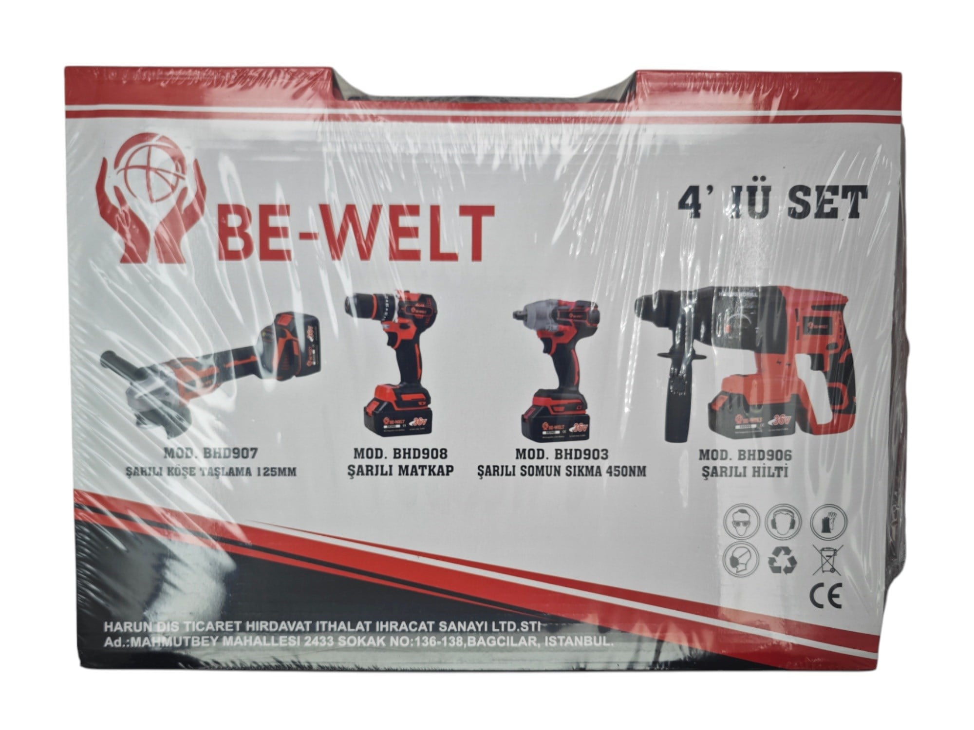 BHD.ST04   Be-Welt 36V 4lü Şarjlı Set - BHD903-BHD906-BHD907-BHD908