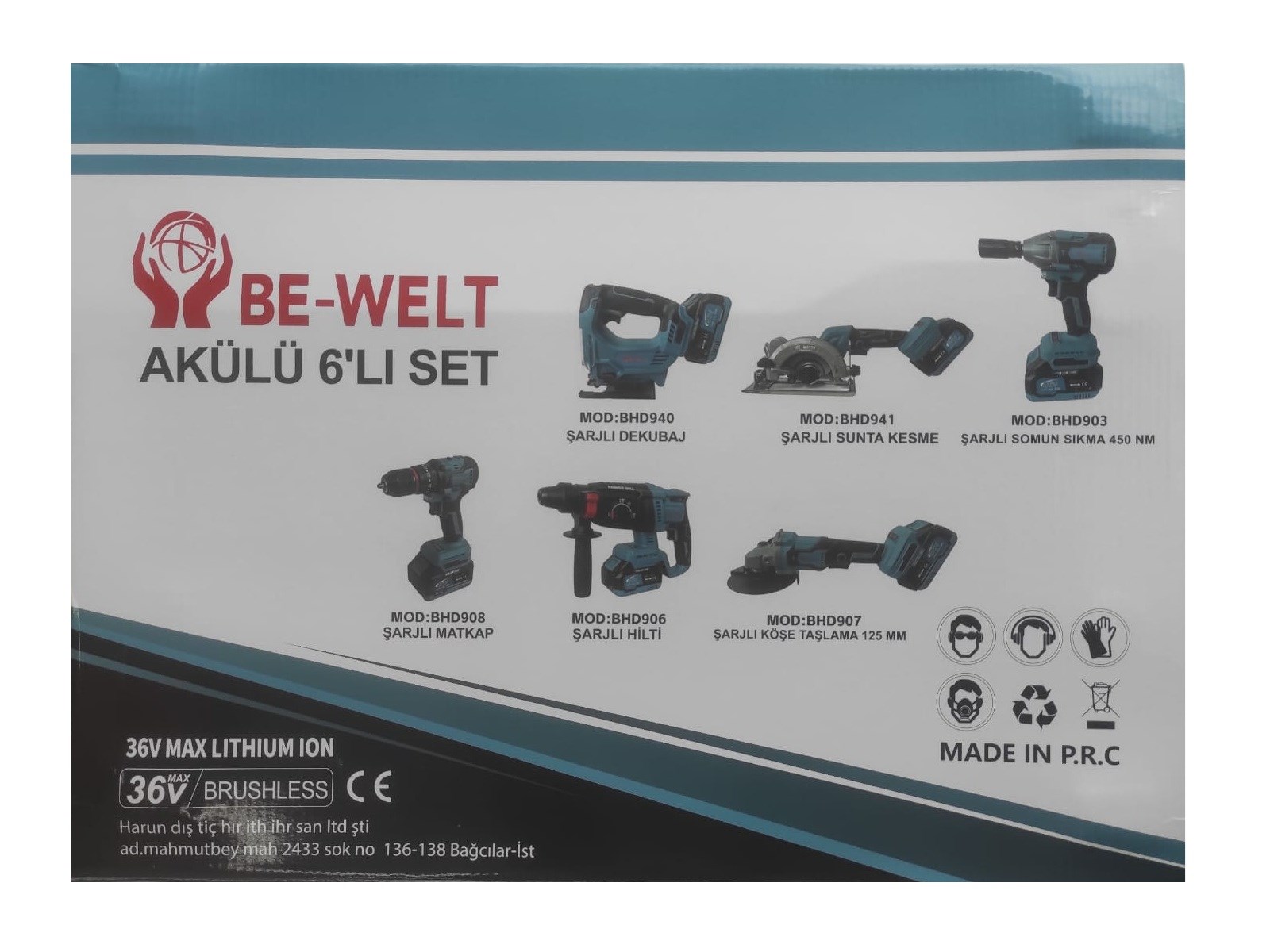BHD.ST06   Be-Welt 36V 6lı Şarjlı Set - BHD903 - BHD906 - BHD907 - BHD908 - BHD940 - BHD941