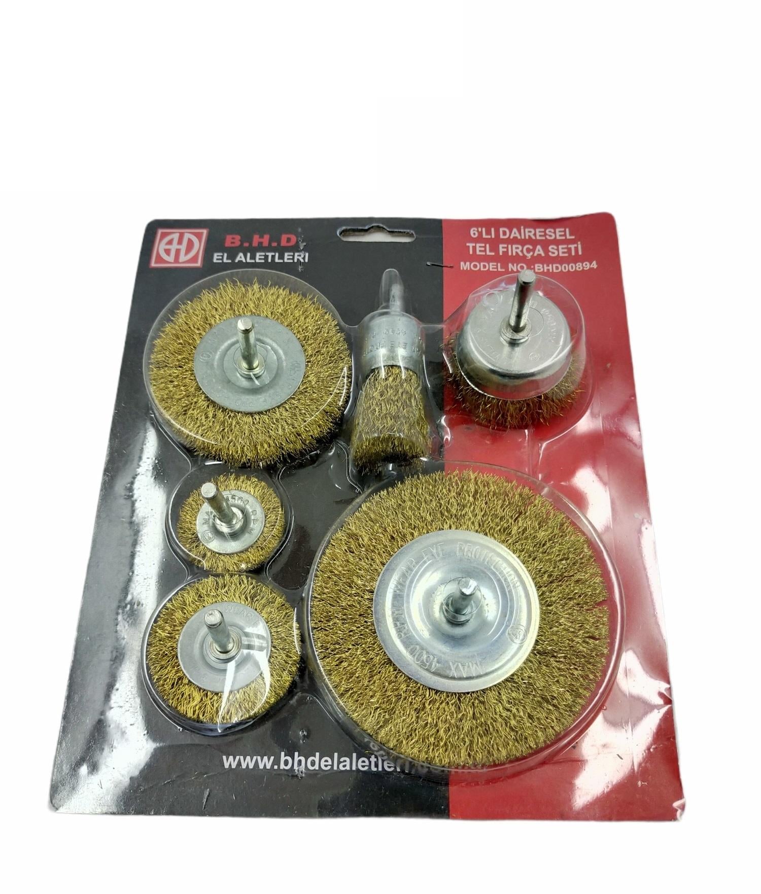 B.H.D Dairesel Tel Fırça Seti 6Li