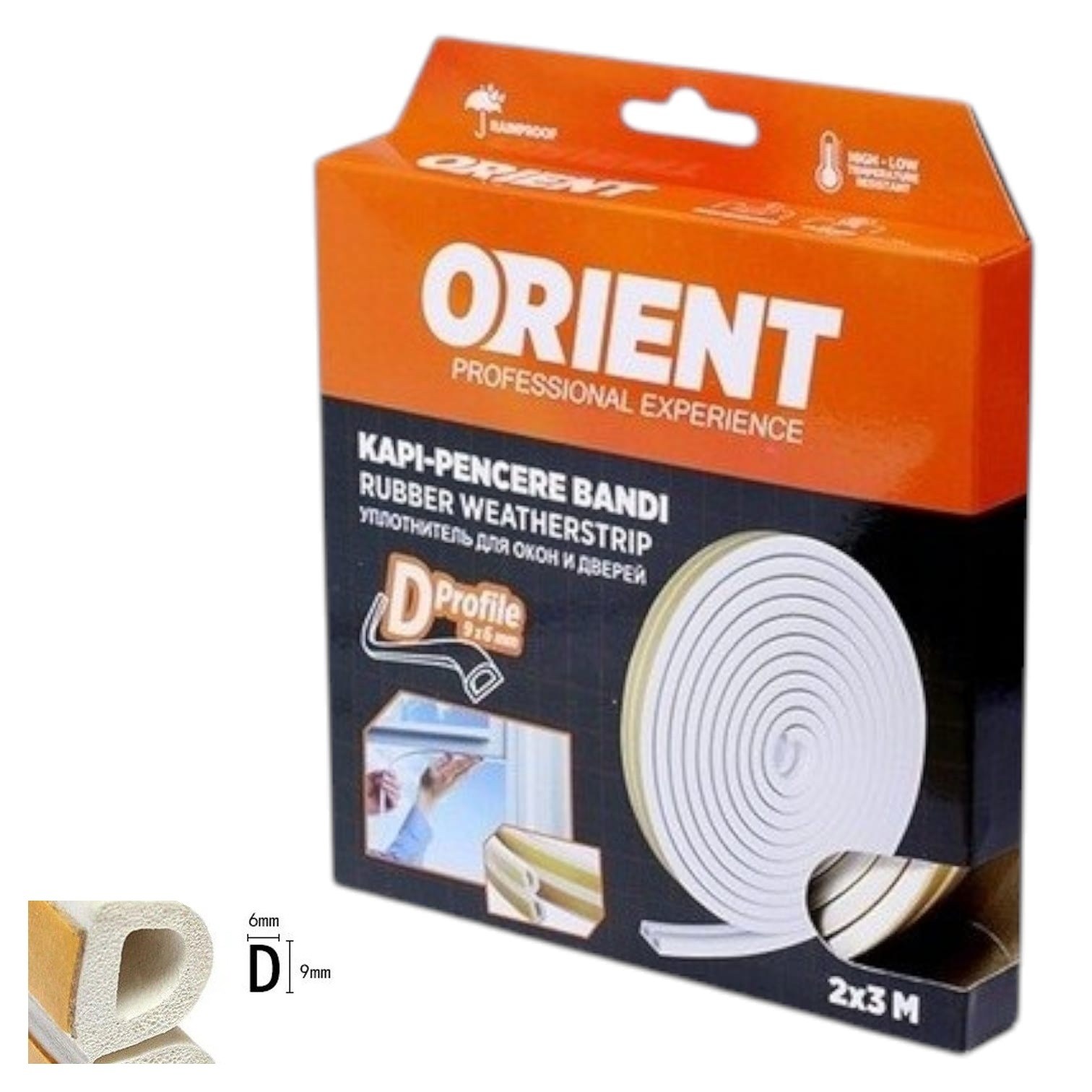 BN011   Orient 9*6mm Kapı Pencere Bandı 2*3m - Beyaz