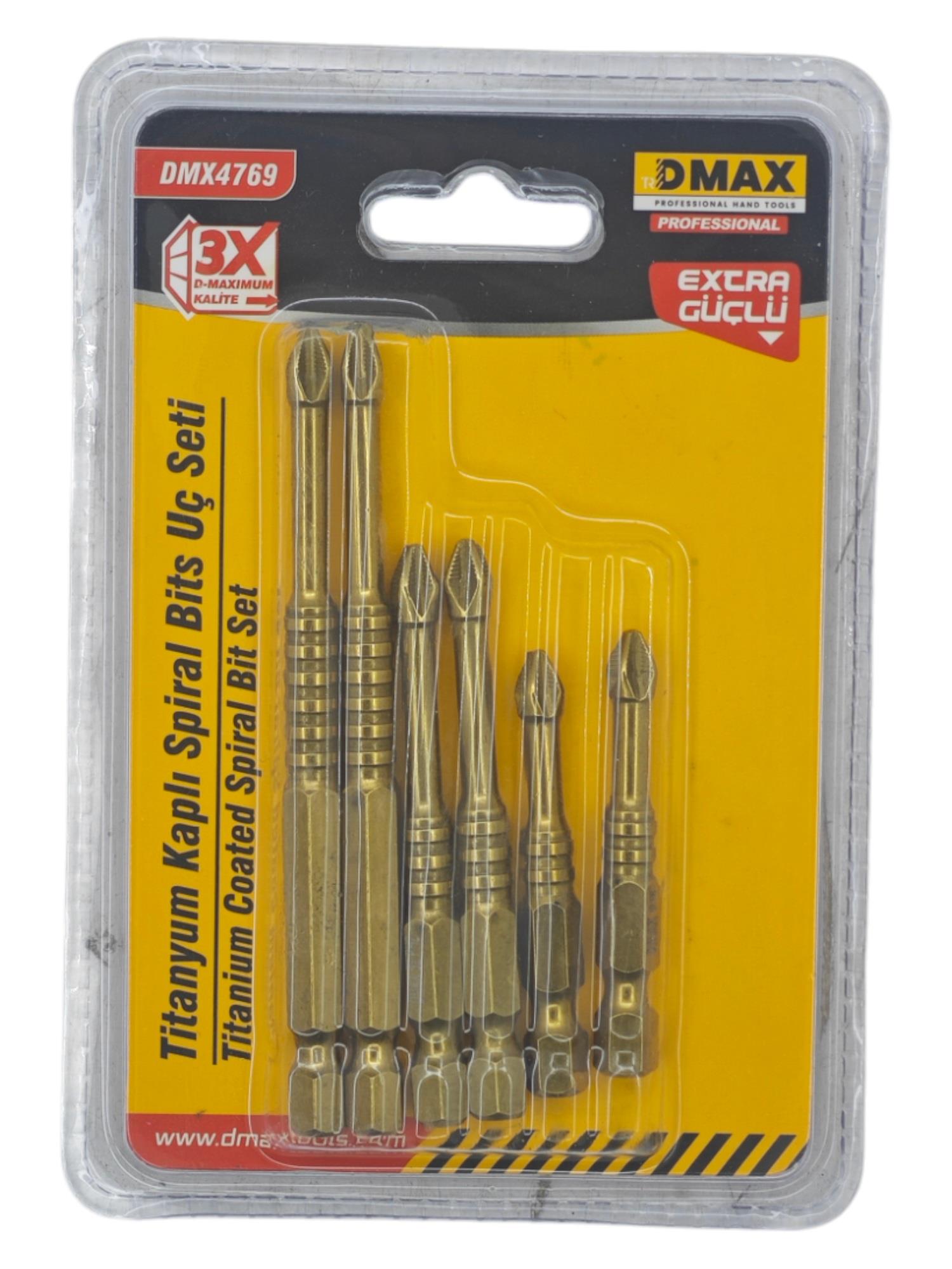 DMX4769   Dmax Titanyum Kaplı Spral Bits Uç Seti 6prç