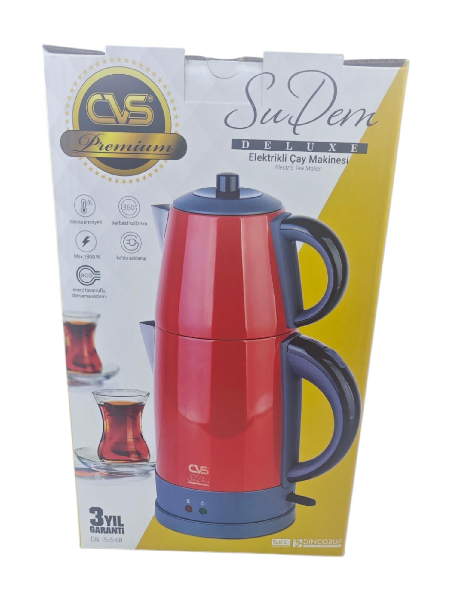 DN 1515KI   CVS Elektrikli Çay Makinesi 1800W - Kırmızı