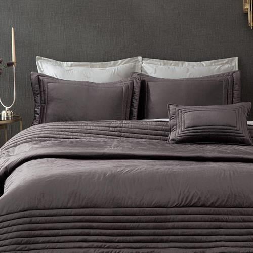 Ecocotton Yatak Örtüsü Takımı Çift Kişilik Antrasit Feza 240X260 %100 Organik