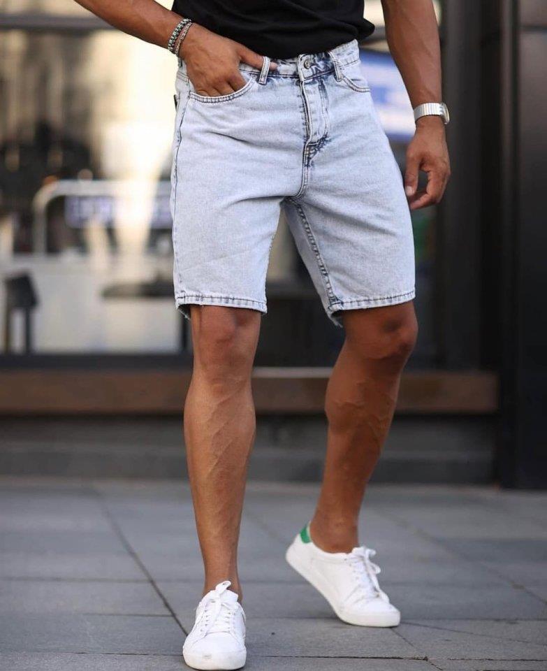 Erkek Buz Mavi Kar Yıkama Şort