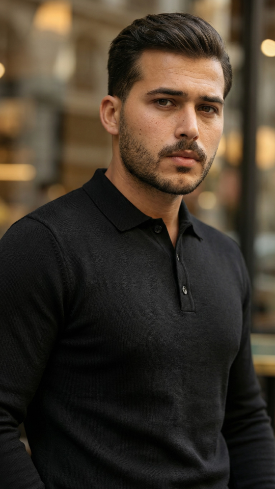 Erkek Düğme Yakalı Triko