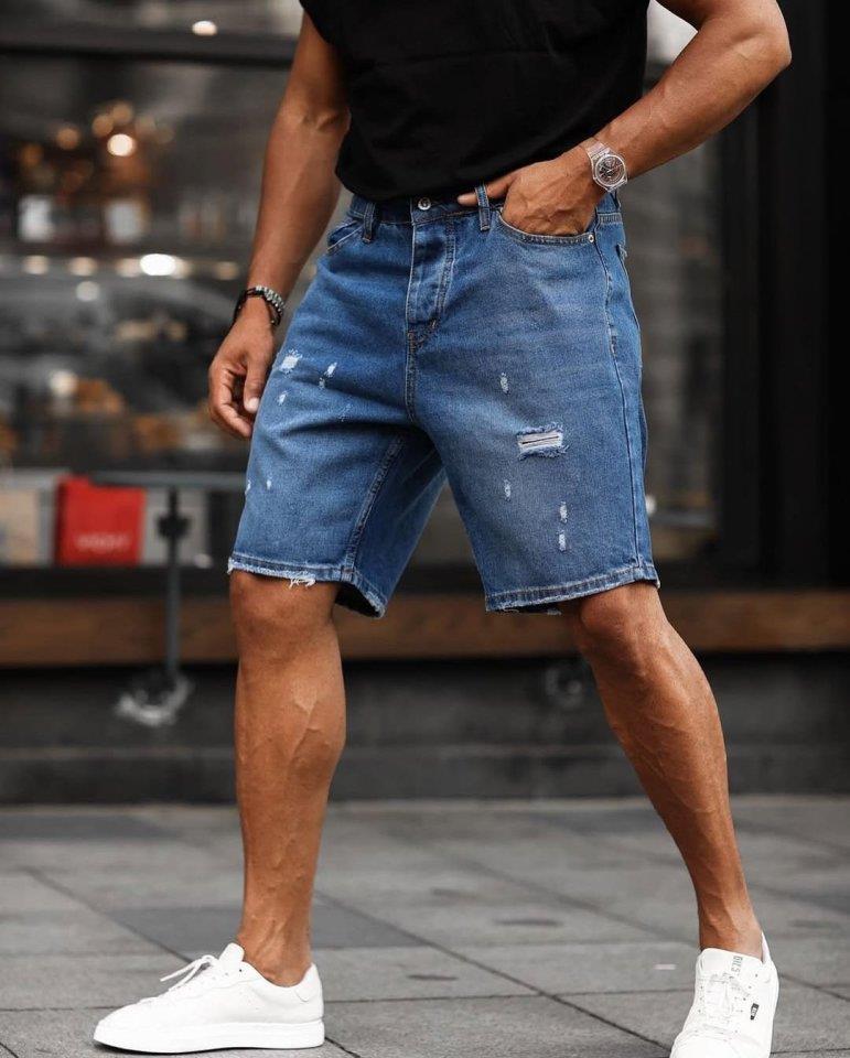 Erkek Mavi Detaylı Şort