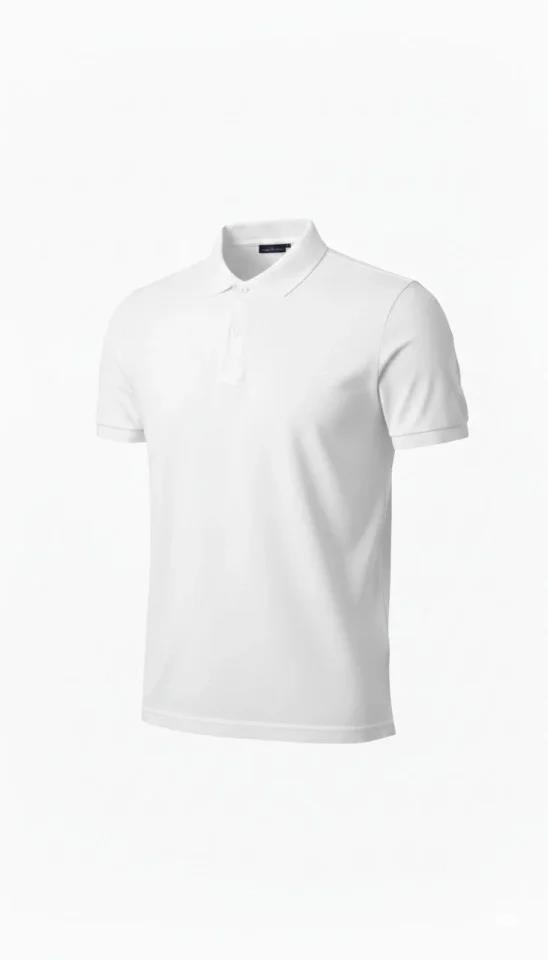 Erkek Pike Kumaş Düğmeli Yaka Regular Fit Günlük Kısa Kol Tişört T-shirt - Beyaz