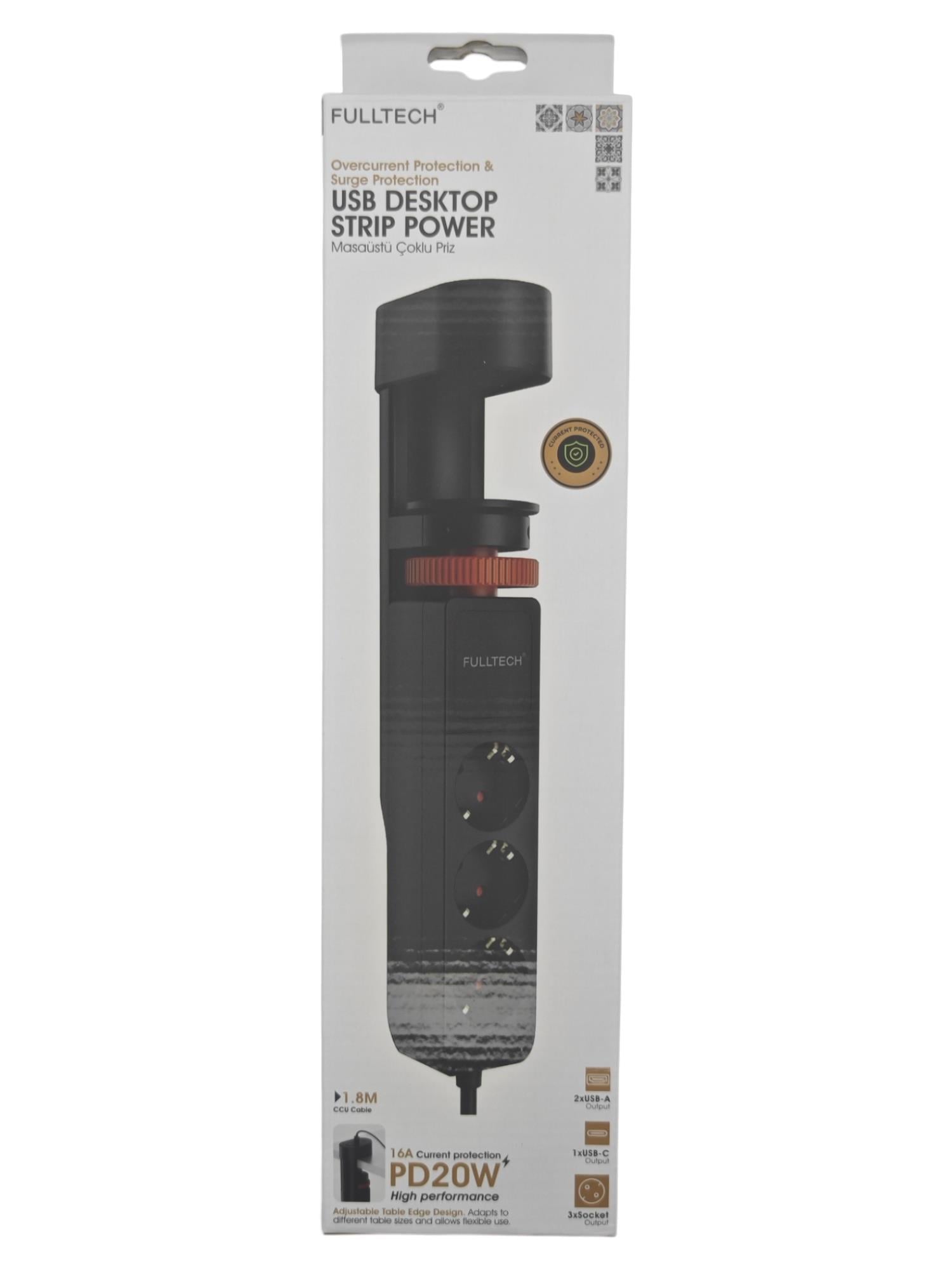 FTR-19   Fulltech 2xUSB-A 1xUSC-C Slotlu 3.4A Grup Priz