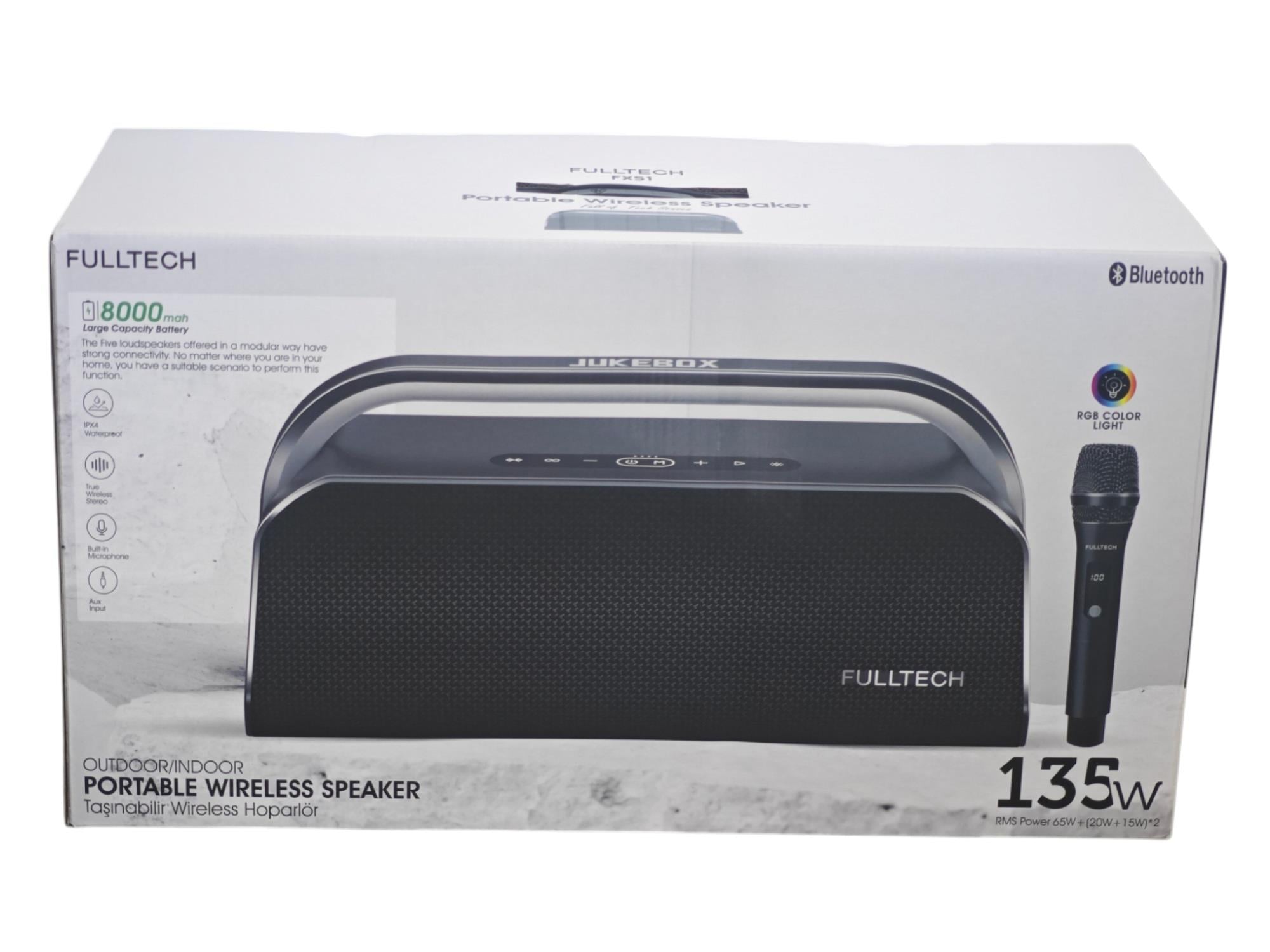 FXS1   Fulltech Mikrofonlu Bluetootlu Şarjlı Müzik Kutusu 135W