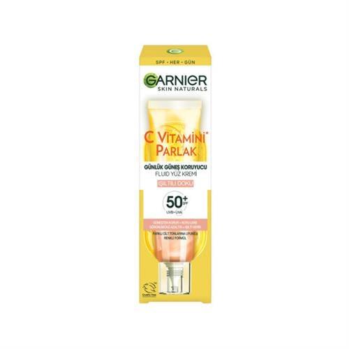 Garnier C Vitamini Parlak Günlük Güneş Koruyucu Fluid Yüz Kremi Isıltılı Doku SPF50+ 40ml