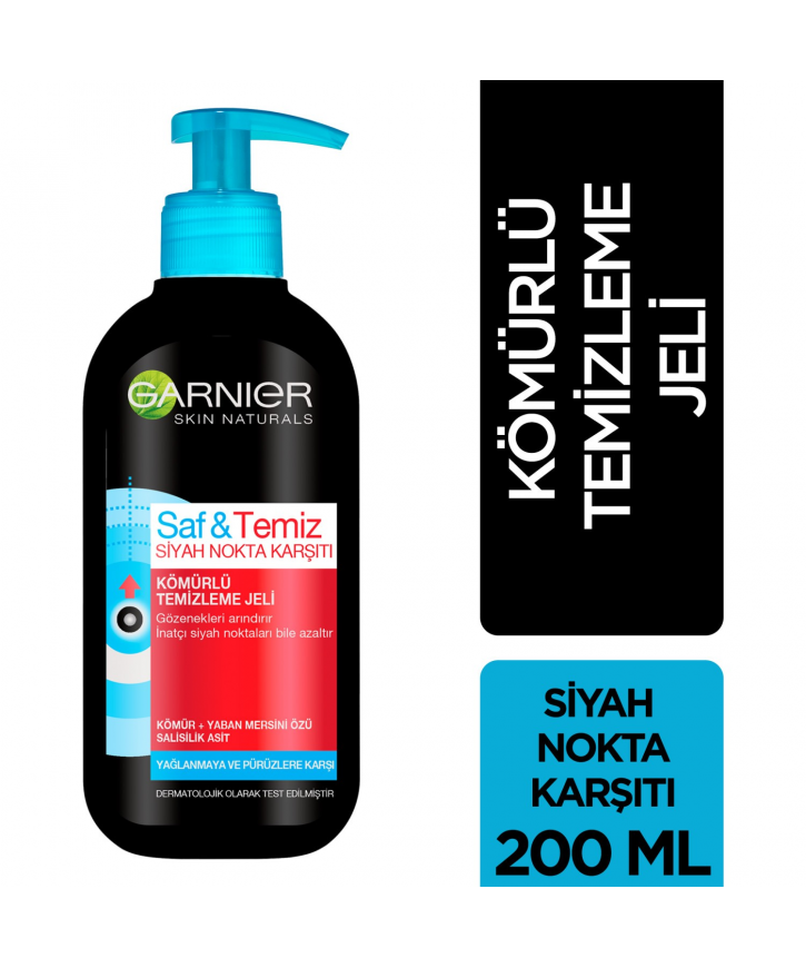 Garnier Saf & Temiz Kömürlü Temizleme Jeli Siyah Nokta Karşıtı 200 ML