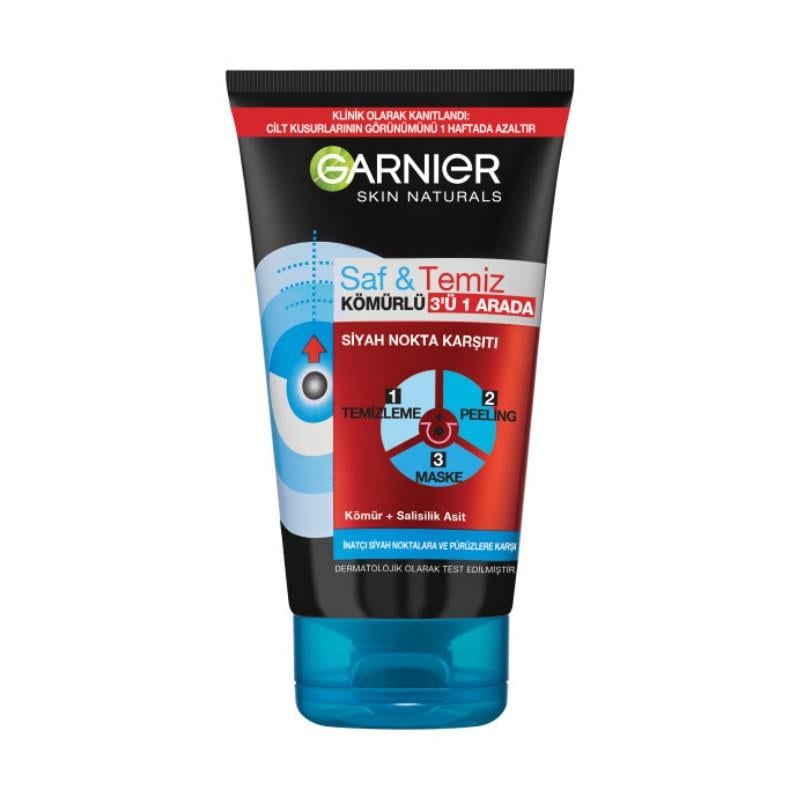 Garnier Saf & Temiz Siyah Nokta Karşıtı Kömürlü 3'ü 1 Arada - 150 ml