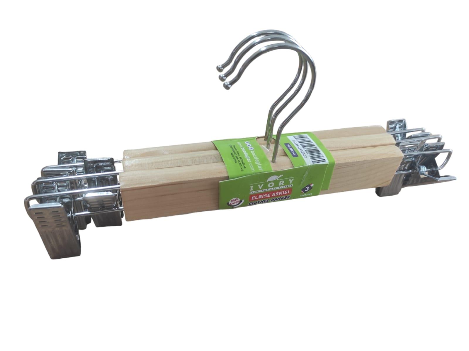 Ivory Ahşap Etek Askısı 3Lü