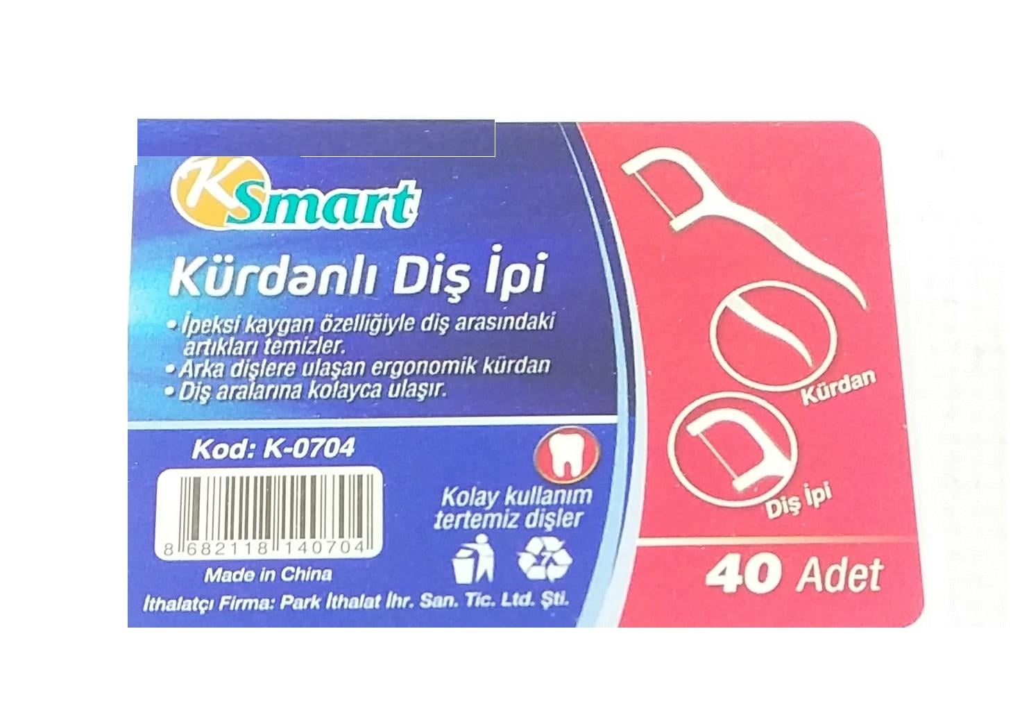 K-0704   KSMART KÜRDANLI DİŞ İPİ 40lı