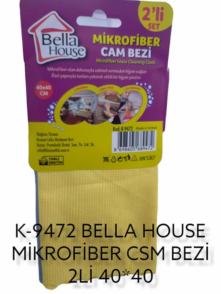 Bella House Mikrofiber Cam Bezi 2Li 40*40