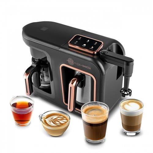 Karaca Hatır Plus Barista Steel 6 İn 1 Konuşan Latte Cappuccino Ve Közde Türk Kahve Makinesi Walnut Brown