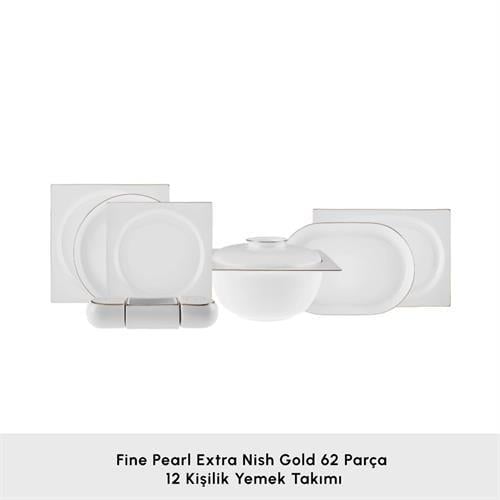 Karaca Red Carpet Collection Fine Pearl Extra Nish 62 Parça 12 Kişilik Yemek Takımı Gold