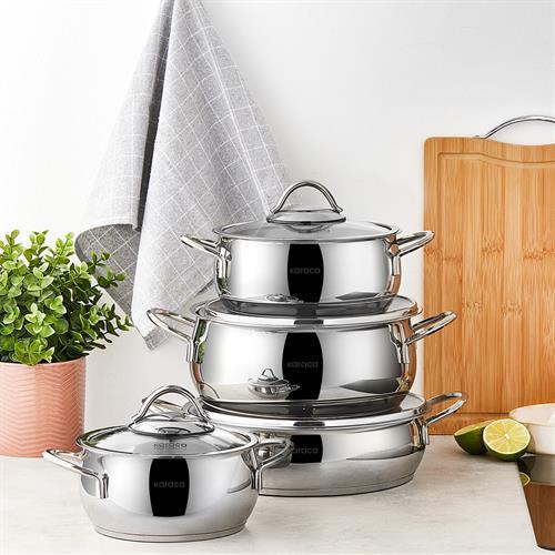 Karaca Urla İndüksiyon Tabanlı 8 Parça Çelik Tencere Seti