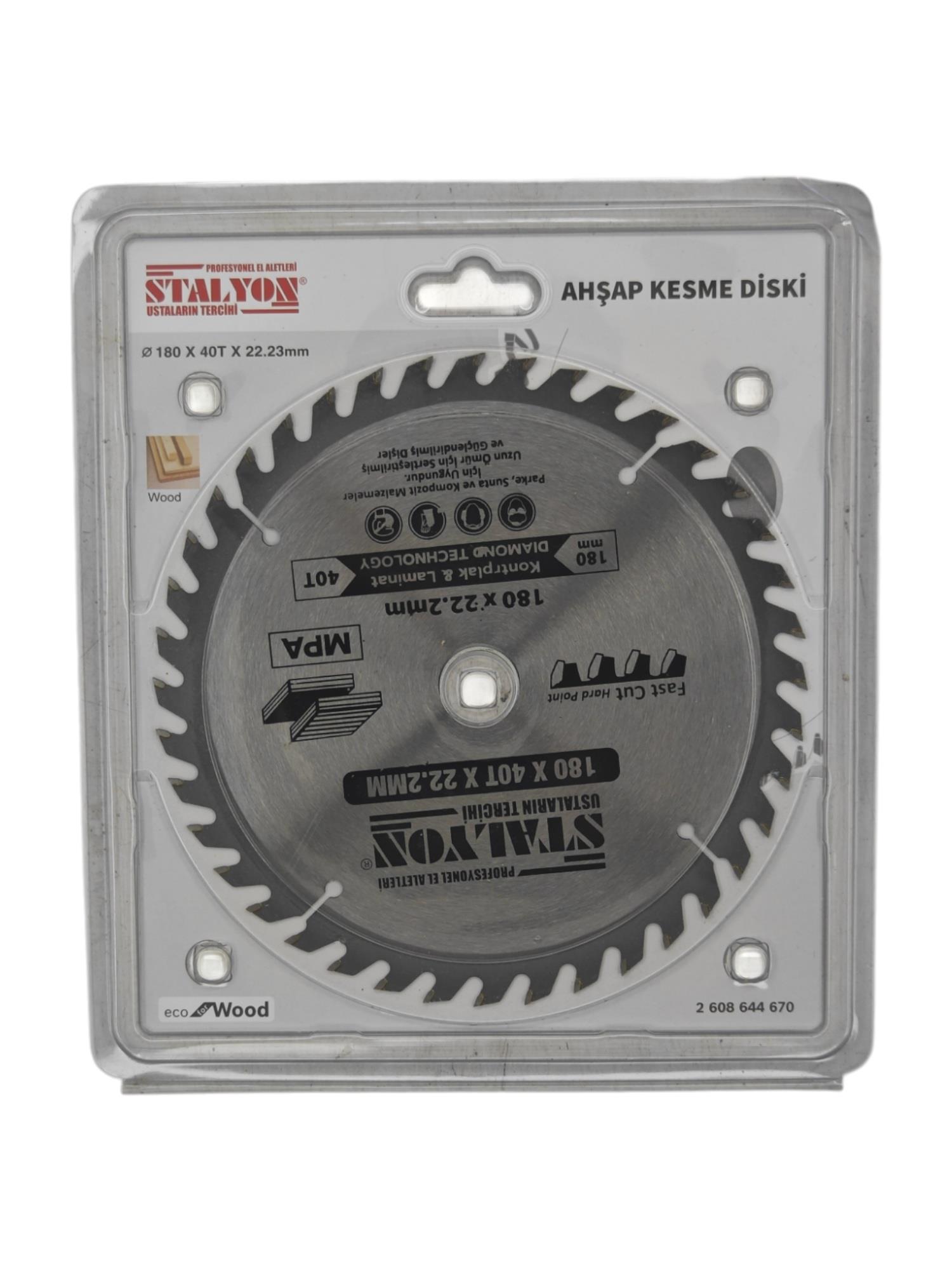 KD003   Stalyon Elmaslı Ahşap Kesme Diski 180*40T*22.2mm