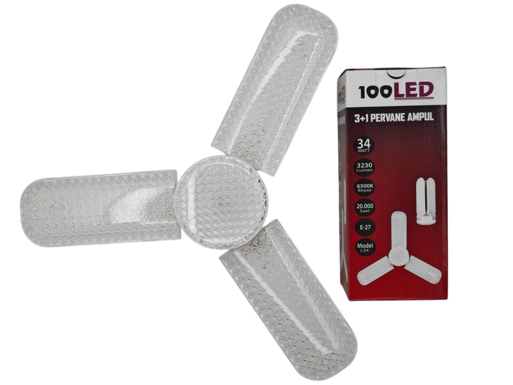 L34   100 Led E27-34W Kanatlı Pervane Ampul