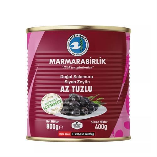 Marmara Birlik Doğal Siyah Zeytin Salamura  Az Tuzlu 400 Gr
