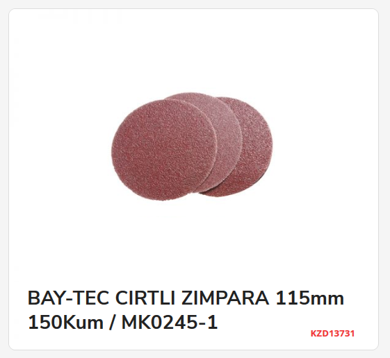 Bay-Tec Cırtlı Zımpara 115Mm 150Kum