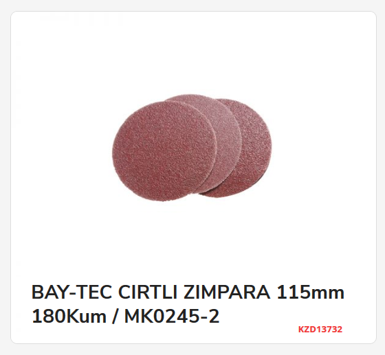 Bay-Tec Cırtlı Zımpara 115Mm 180Kum