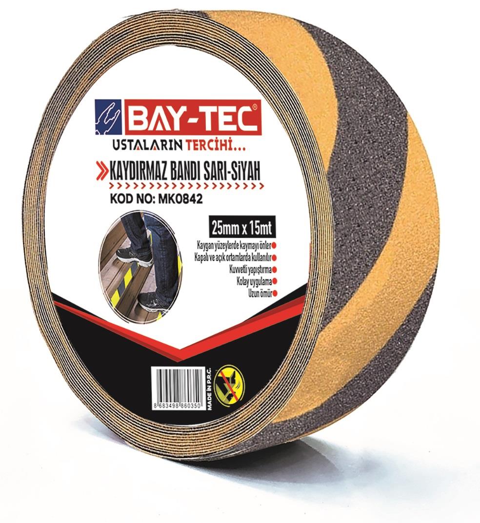 Bay-Tec Kaydırmaz Bant 25Mm*15M - Sarı/Siyah