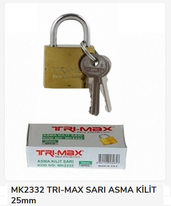 Trı-Max Asma Kilit 25Mm (Sarı)