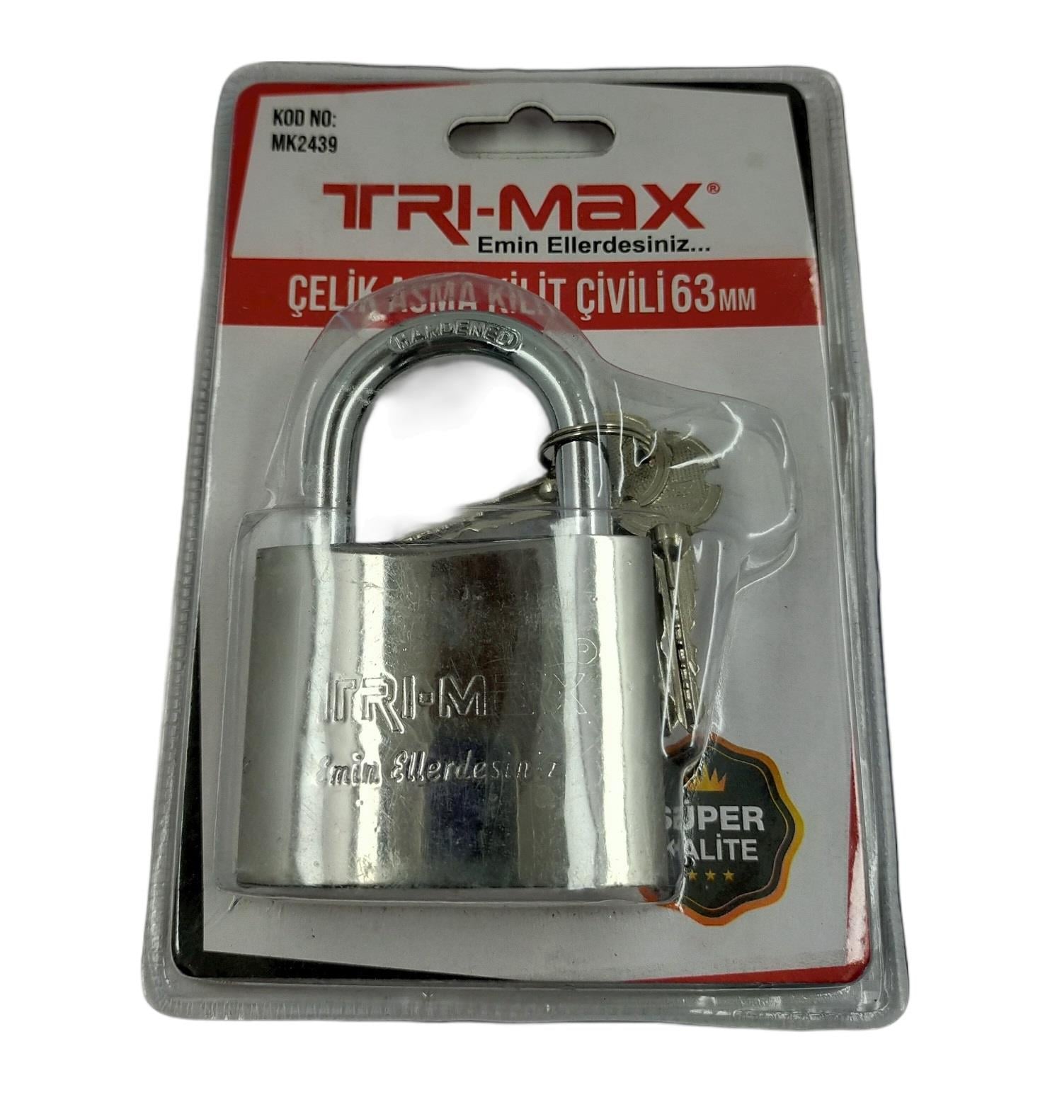Trı-Max Çelik Asma Kilit 63Mm (Çivili)