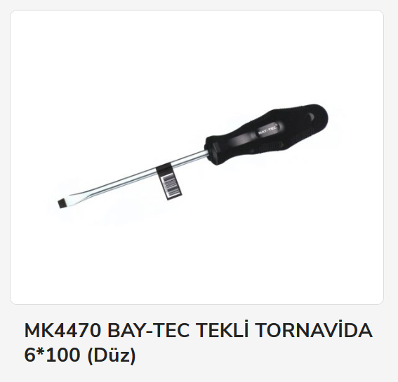 Bay-Tec Tekli Tornavida 6*100 (Düz)
