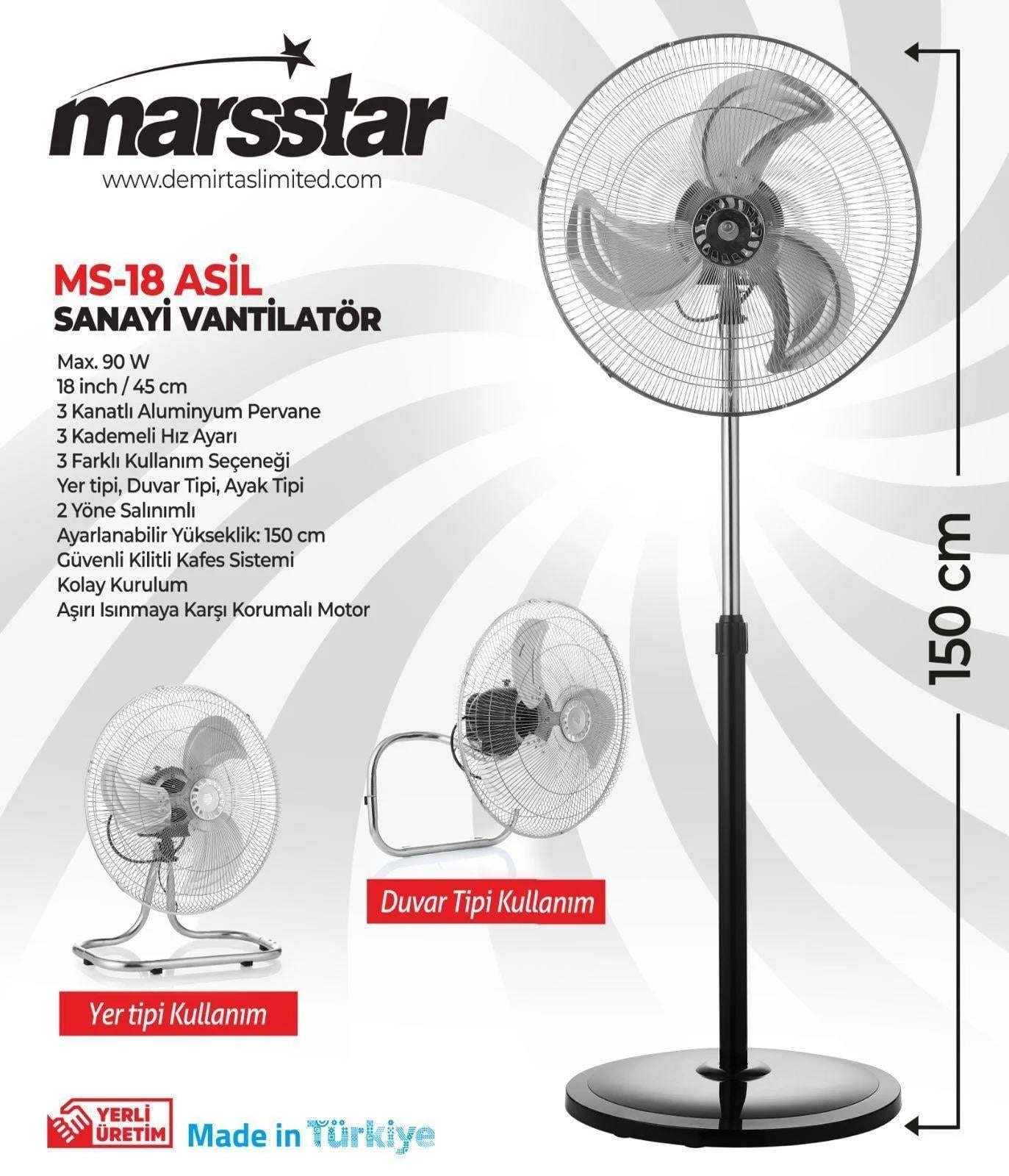 MS-18   Marsstar Sanayi Vantilatör - 3 Farklı Kullanım