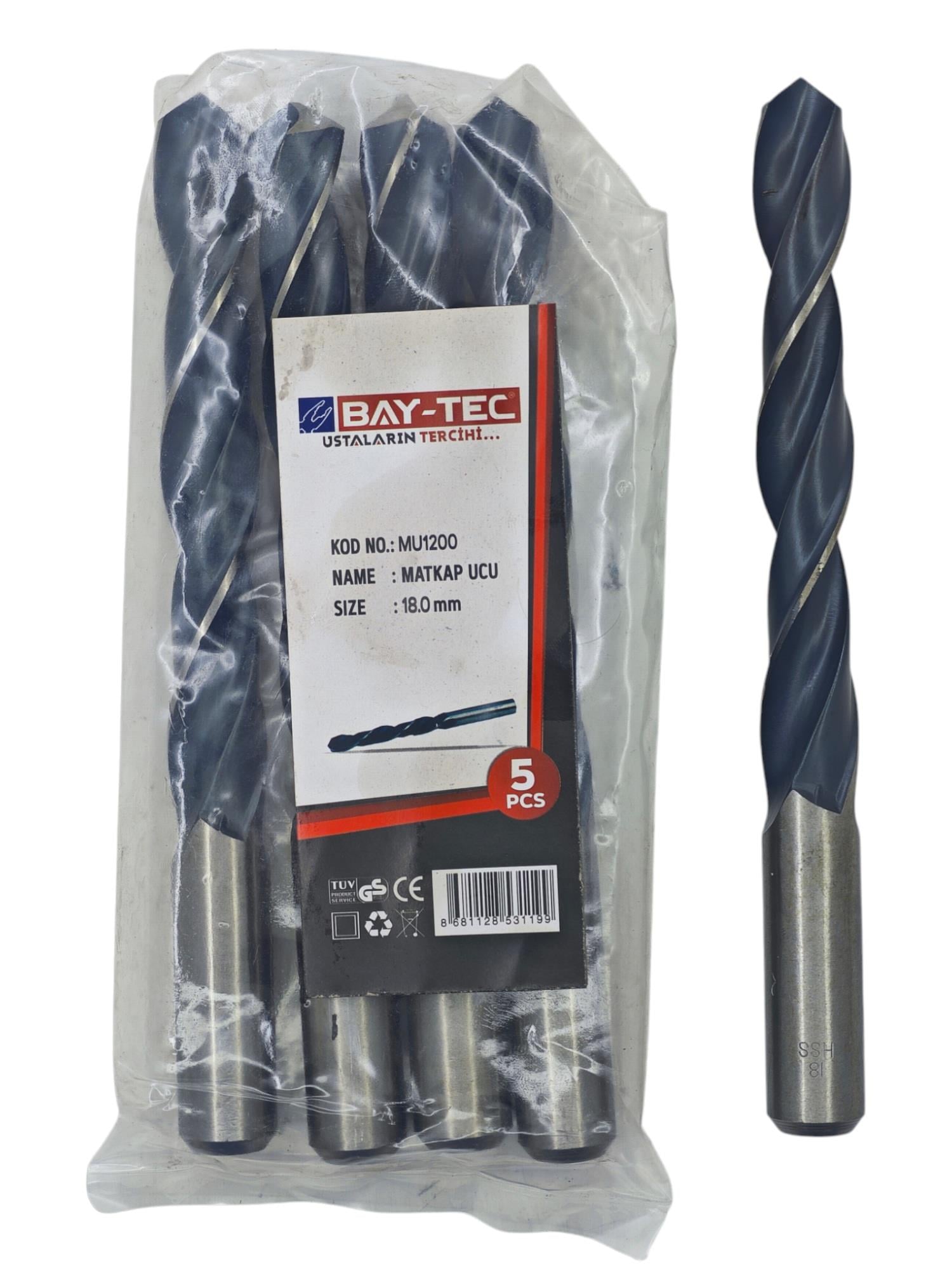 MU1200   Bay-Tec Hss Matkap Ucu 18mm (Siyah-Beyaz)