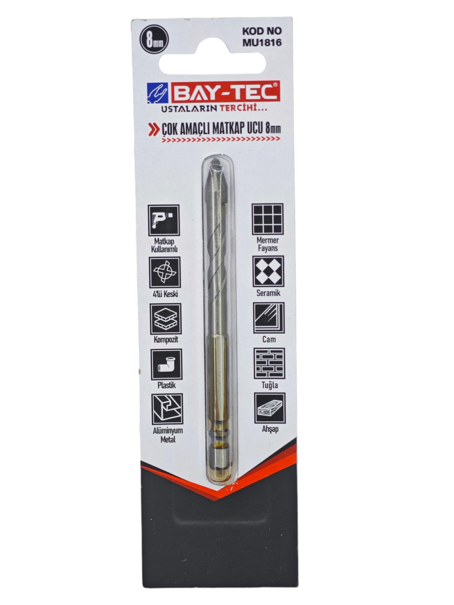 MU1816   Bay-Tec Çok Amaçlı Matkap Ucu 8mm