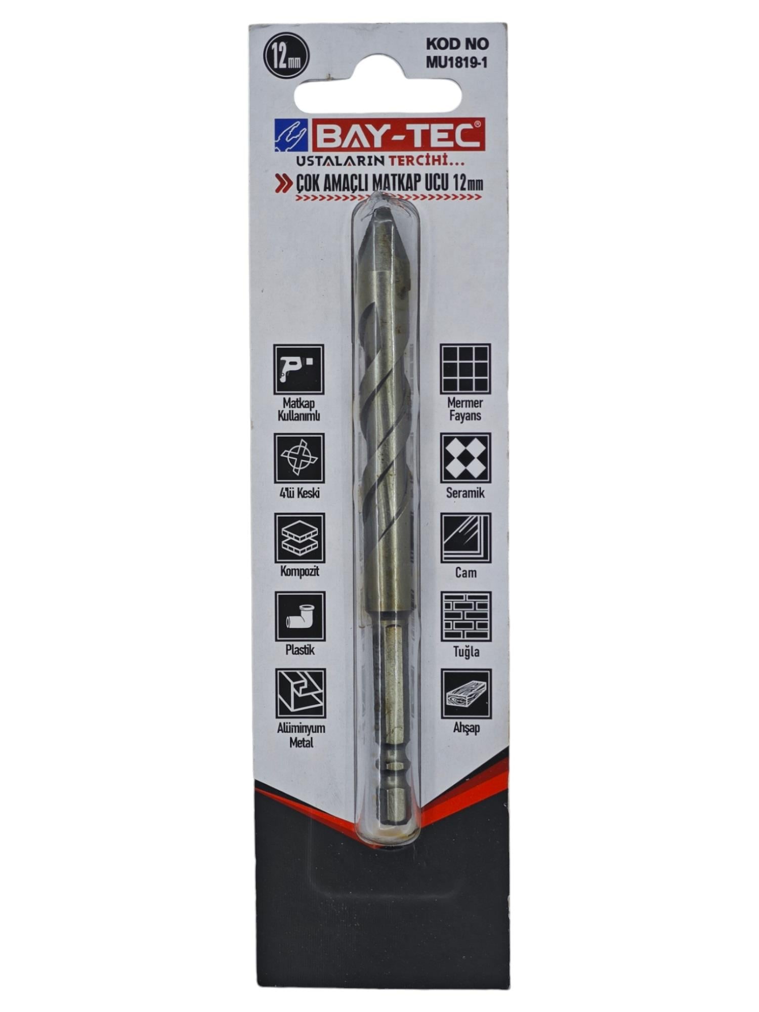 MU1819-1   Bay-Tec Çok Amaçlı Matkap Ucu 12mm