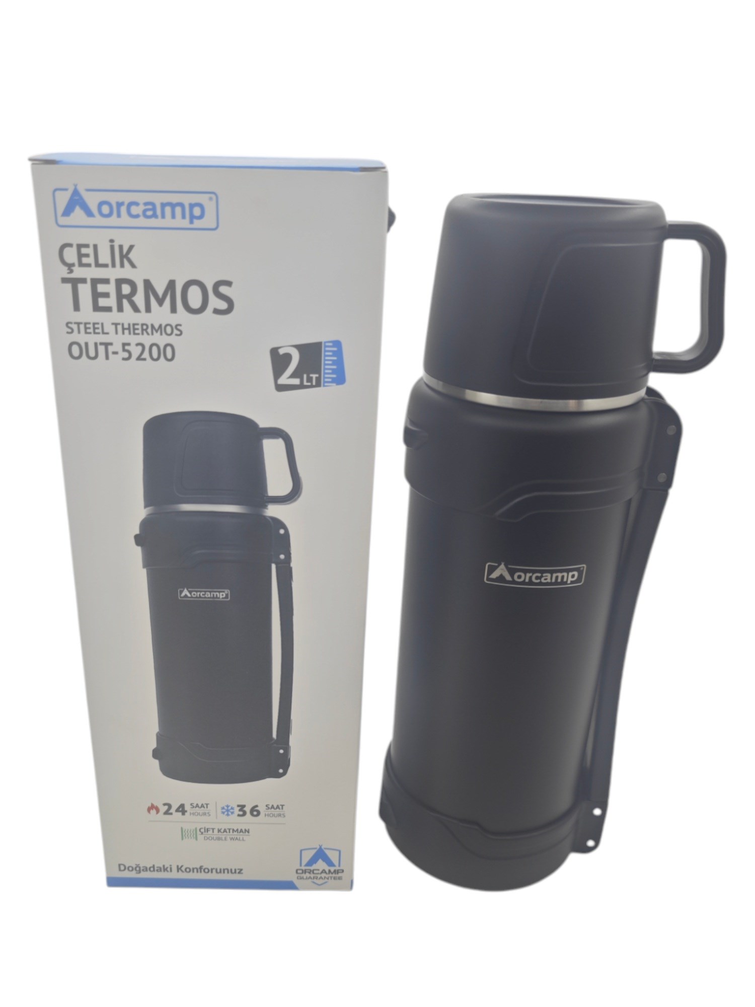 OUT-5200   Orcamp Bardak Kapaklı Çelik Termos 2000ml