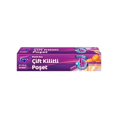 Parex Çift Kilitli Buzdolabı Poşeti Büyük Boy 10 Lu 26*28 cm