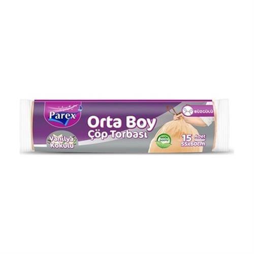 Parex Çöp Torbası Büzgülü Orta Vanilya Kokulu 55*60