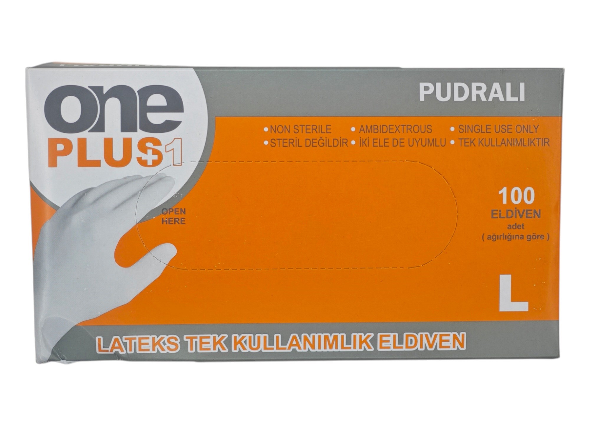PGD-059   One Plus (L)  Pudralı Beyaz Lateks Eldiven