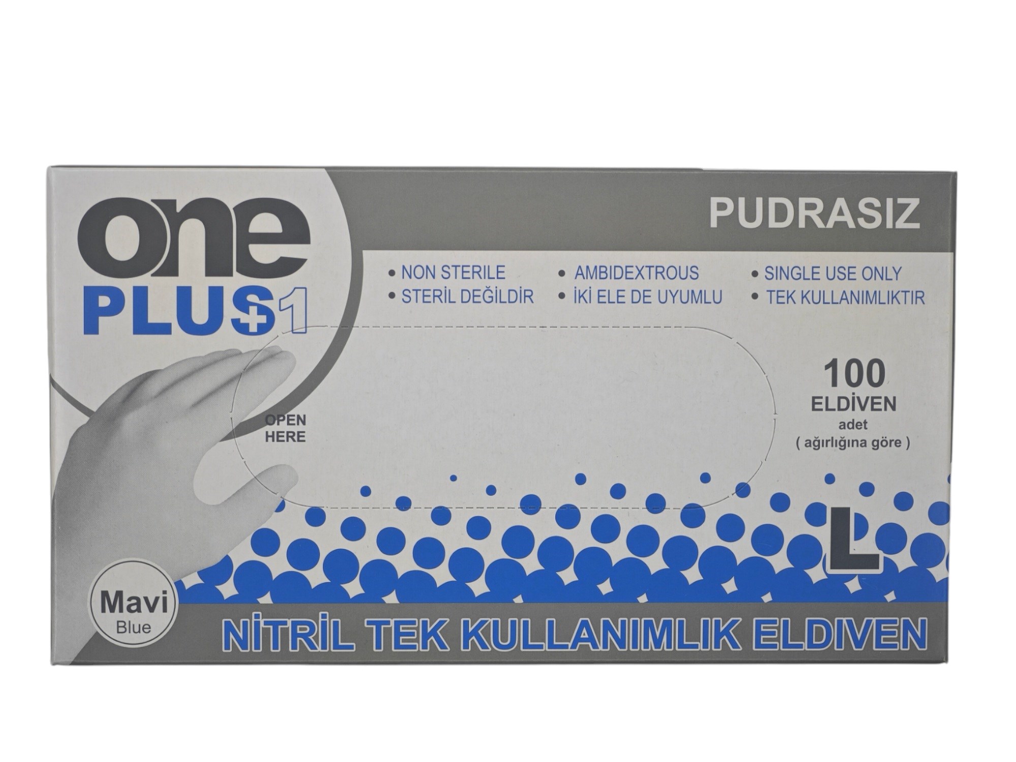 PGD-069   One Plus (L)  Pudrasız Mavi Nitril Eldiven