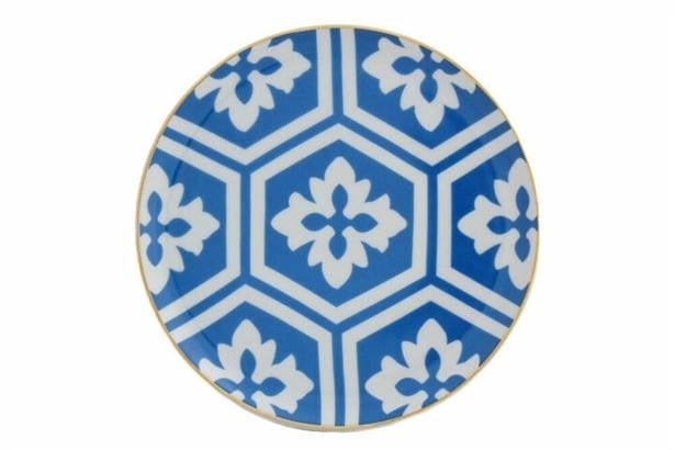 Porland Morocco Desen2 Mavi Düz Tabak 17Cm