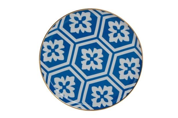 Porland Morocco Desen2 Mavi Düz Tabak 20Cm