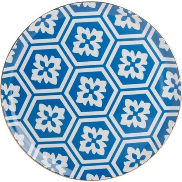 Porland Morocco Desen2 Mavi Düz Tabak 28Cm
