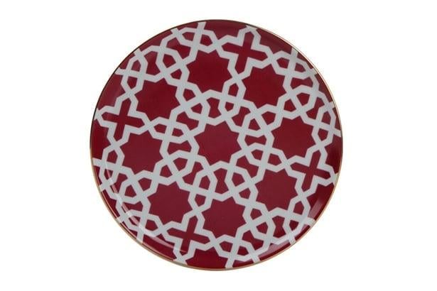 Porland Morocco Desen5 Fuşya Düz Tabak 20Cm